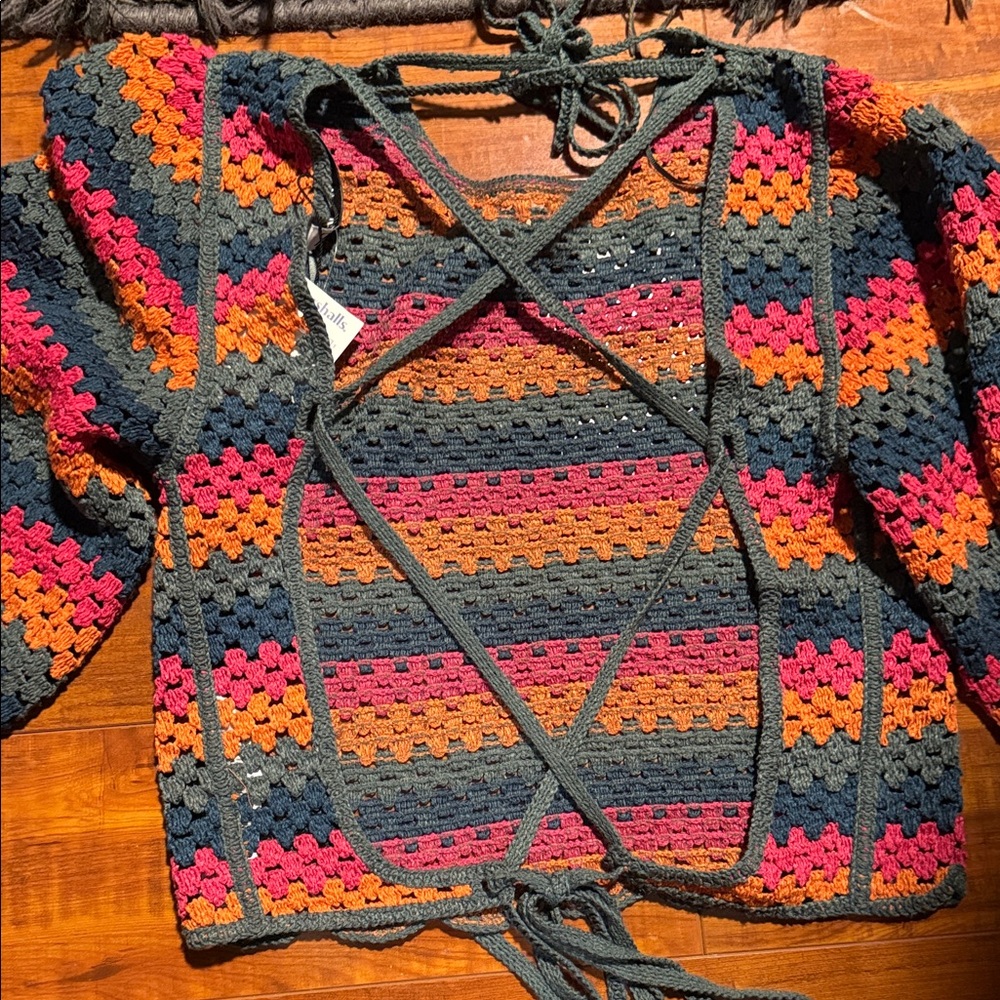 NWT Zara Multicolor Knit TOP W/CRISS-CROSS BACK - Picture 5 of 16